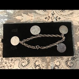 VINTAGE STERLING 925 CHARM BRACELET LOVE TOKENS